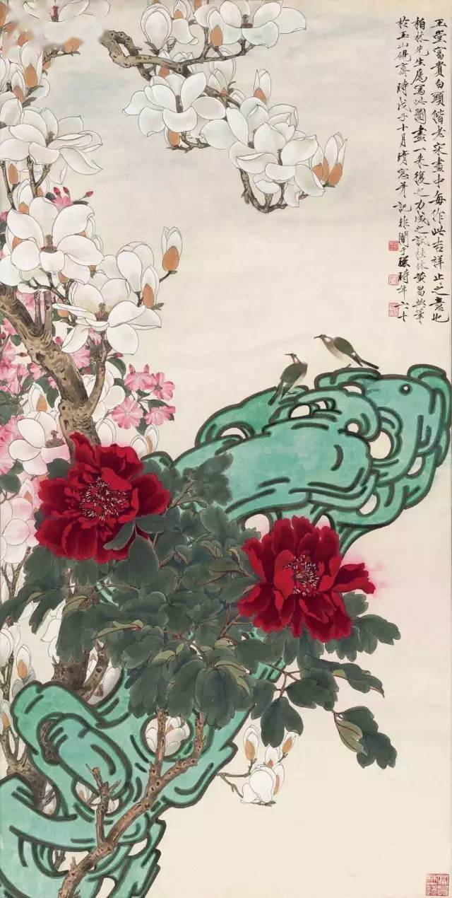 中国古美術・旧藏珍品・齐白石款・花卉画・宣紙・純手描き・掛軸・中堂畫・