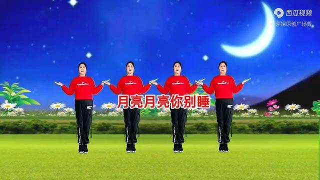 广场舞《月亮月亮你别睡》旋律动感优美,简单32步好看易学_律动_月亮