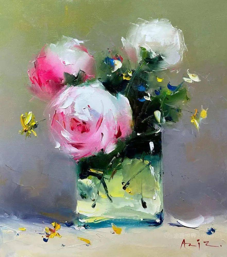 吉尔吉斯斯坦画家阿齐兹苏莱曼诺夫刮刀油画作品