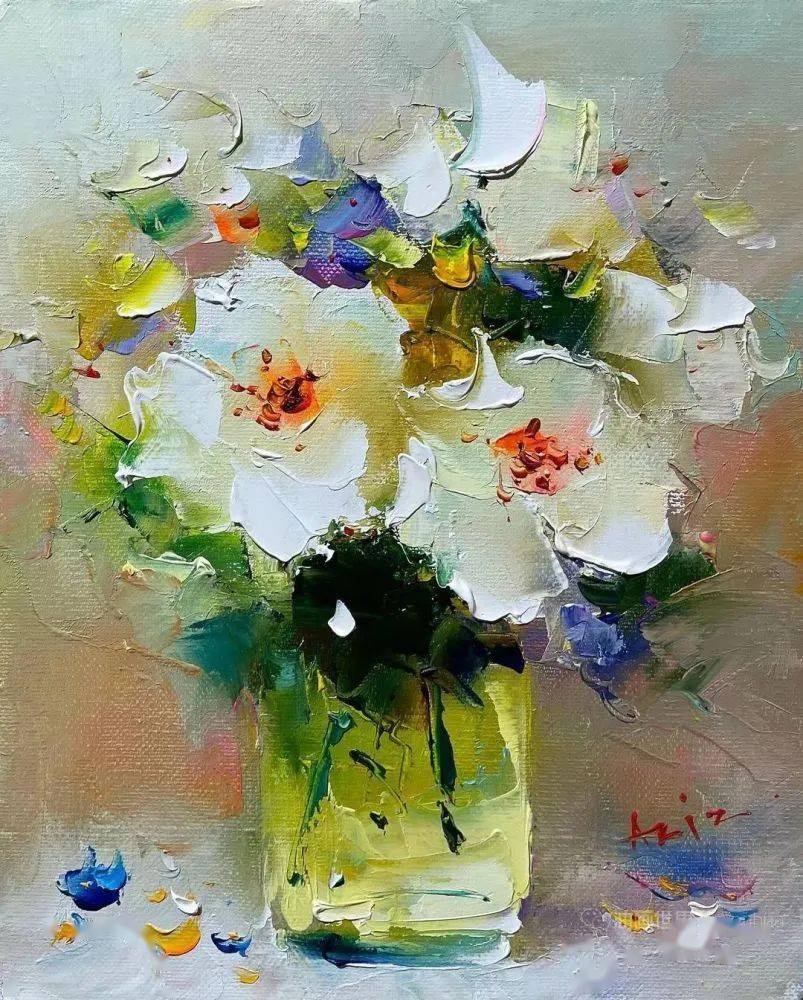 吉尔吉斯斯坦画家阿齐兹苏莱曼诺夫刮刀油画作品