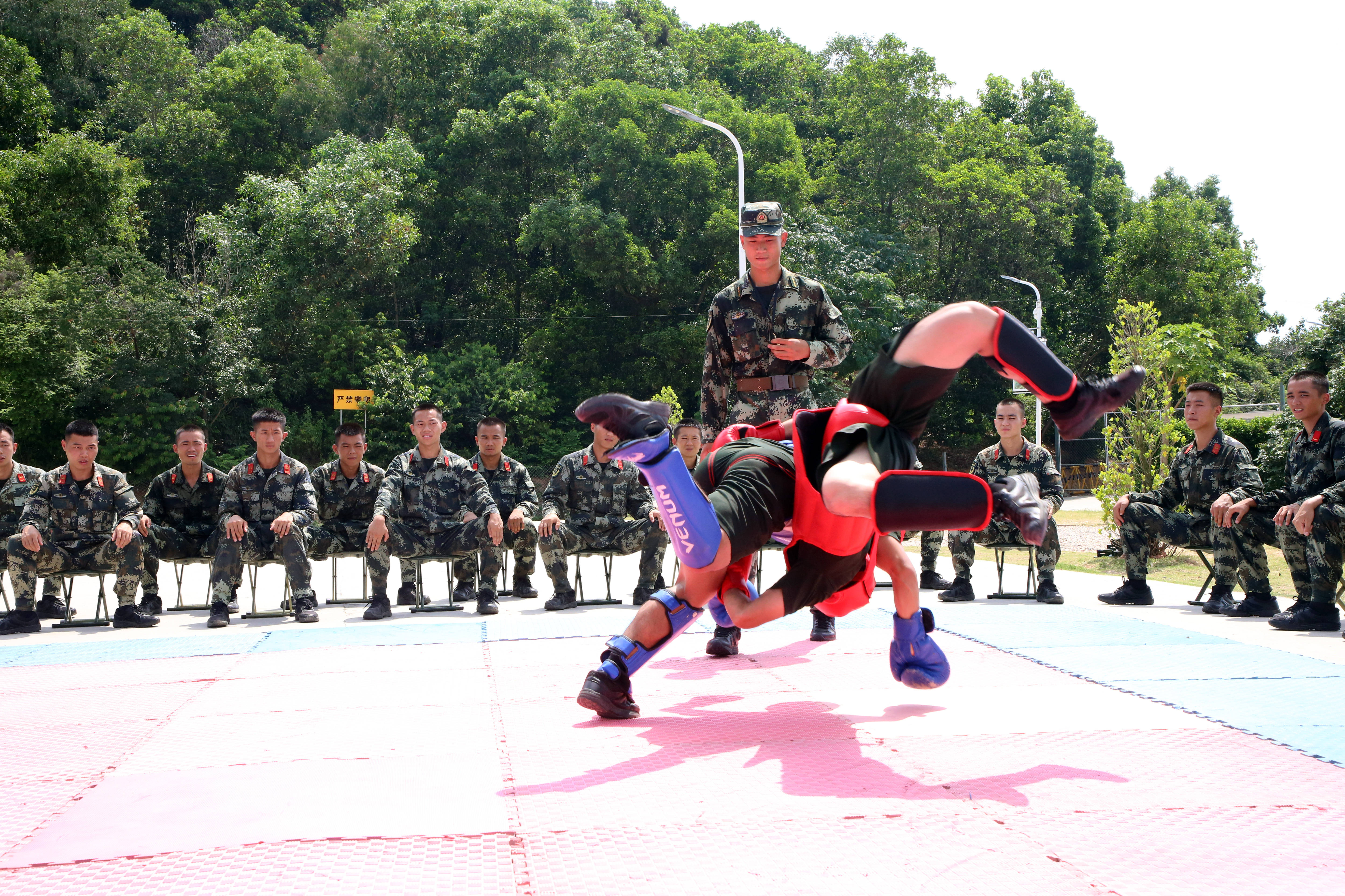 夏日练兵忙武警某部举行搏击对抗训练