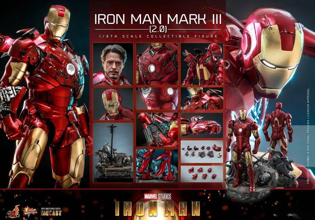 新品预定hottoysht16mms664d48钢铁侠mark3mk3战损版合金