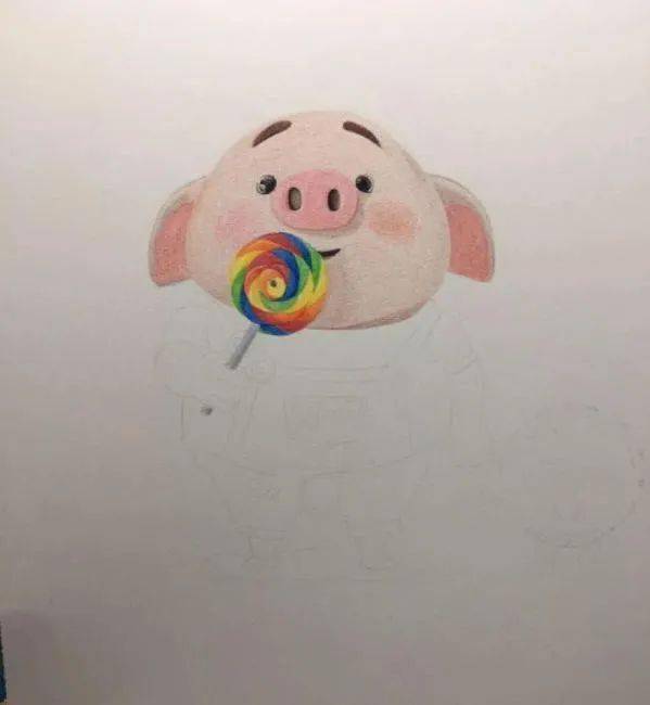 彩铅教程:猪小屁的画法步骤_用色_面部_猪猪