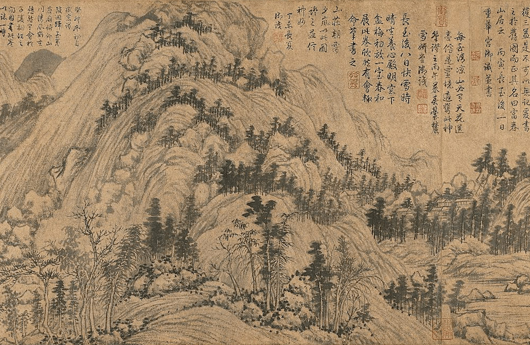 (局部)《富春山居圖》是元朝畫家黃公望的作品,創作於1347年至1350年