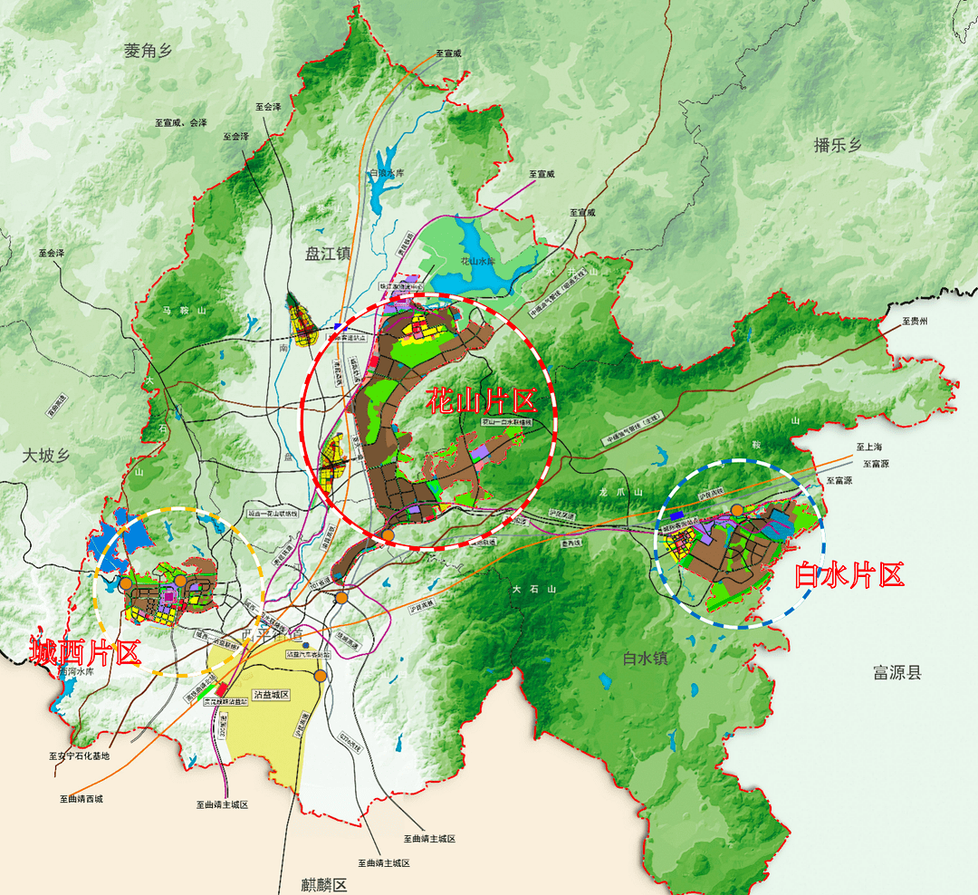 其中,花山片区规划43.78平方公里,已建设13.77平方公里,可用地23.