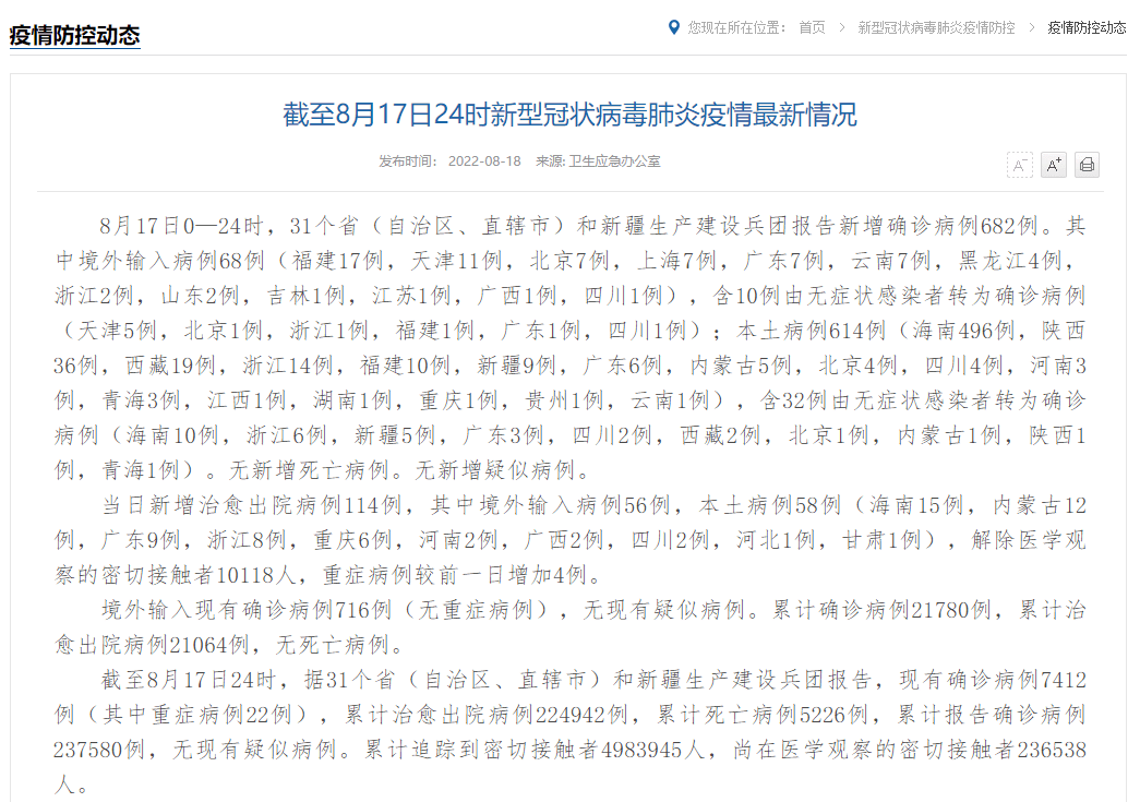 国家卫健委：昨日新增本土确诊病例614例、本土无症状感染者2810例