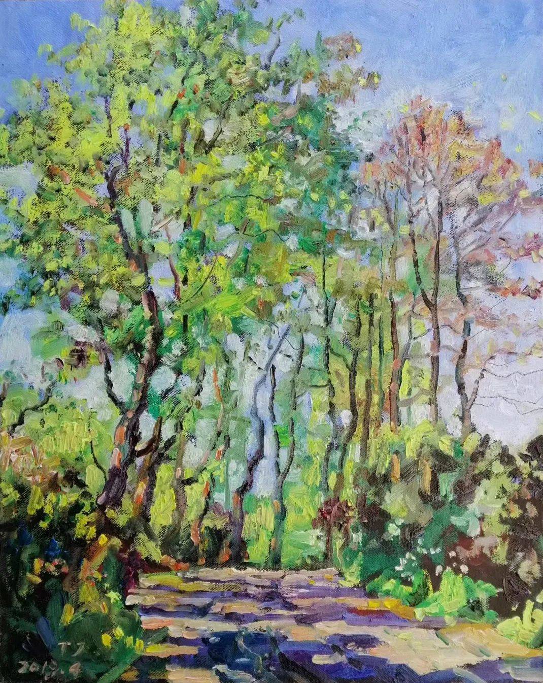 《省植物园梧桐树》50x40cm 2018徐之腾:2015年3月,创立徐之腾艺术