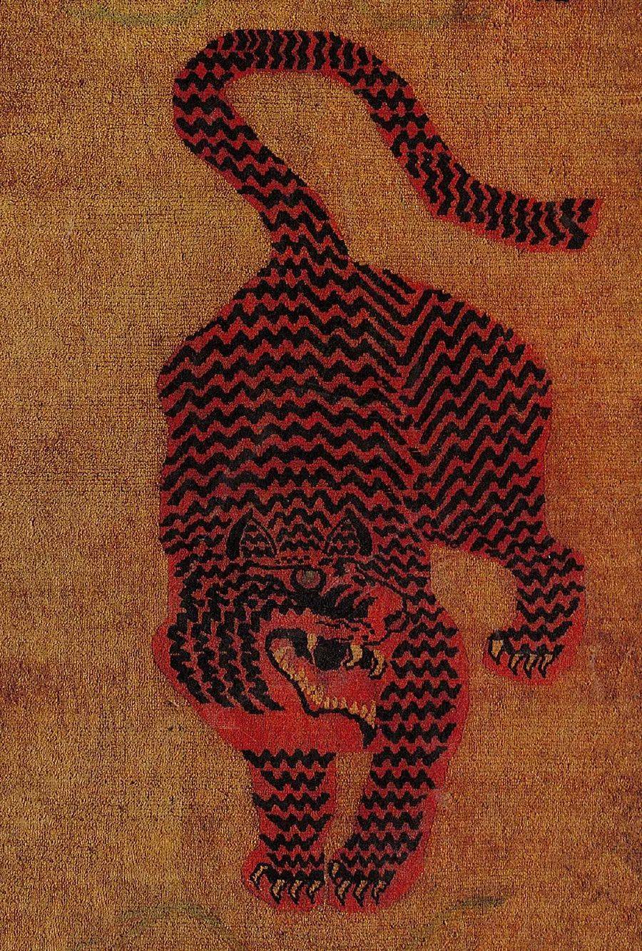 虎毯图集"云从龙,风从虎"在中国古代先秦时期,虎一度与龙并列而成为