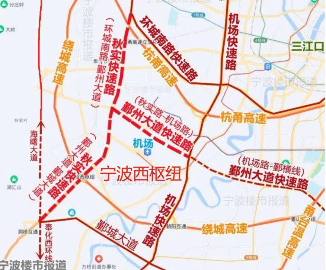 北起环城南路,南至鄞州大道,道路全长约4890米,工程采用"高架快速路