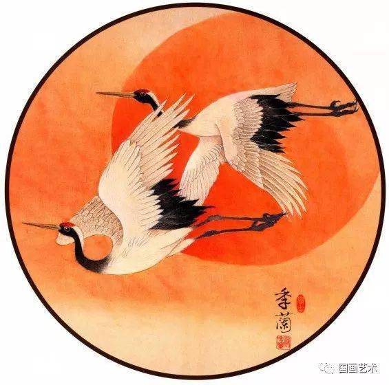 工笔花鸟百扇选页欣赏(太美了)_梁季兰_白描_团扇