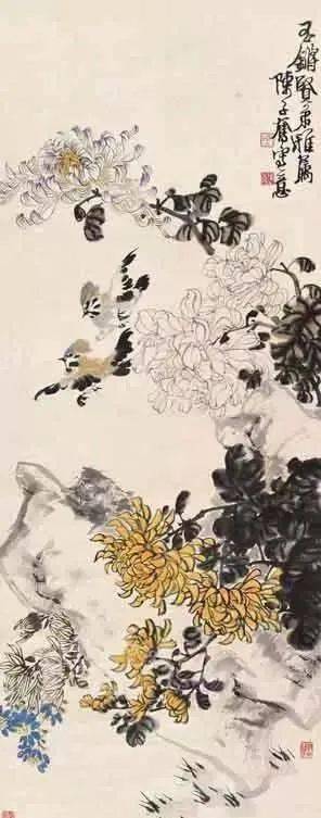 花鸟画坛领军人物笔下的菊花,各领风骚数百年!_纸本_墨笔_笔墨