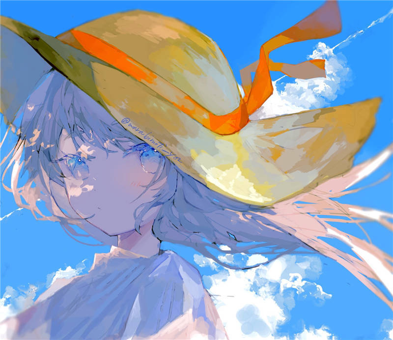 想要留住那个夏天,草帽特辑二次元女生头像_夏天_特辑_草帽