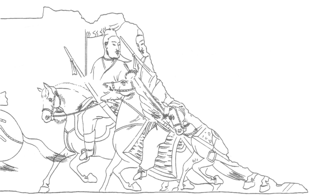 可以看清楚且比较完整的仅有为首的二位年长骑者.