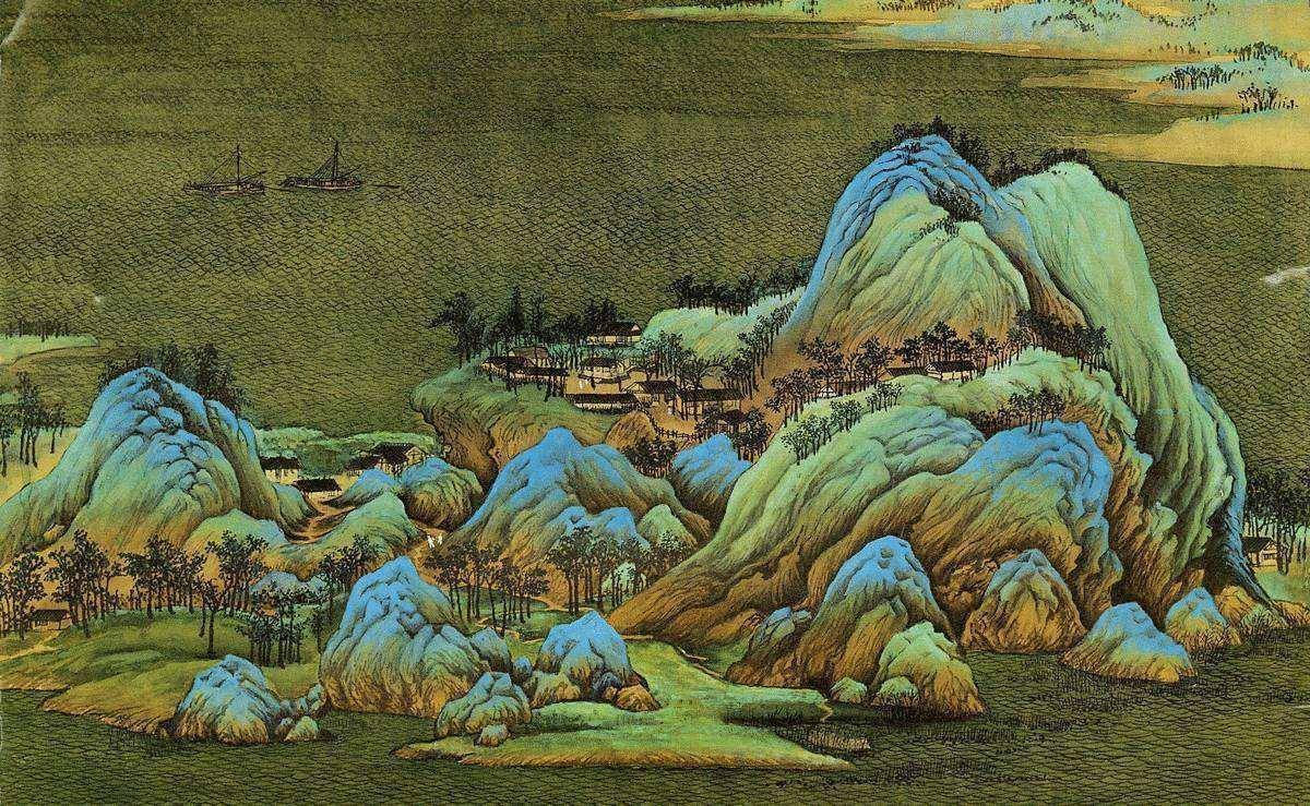 邮钱村:2017年特种邮票《千里江山图》鉴赏_王希孟_作品_局部