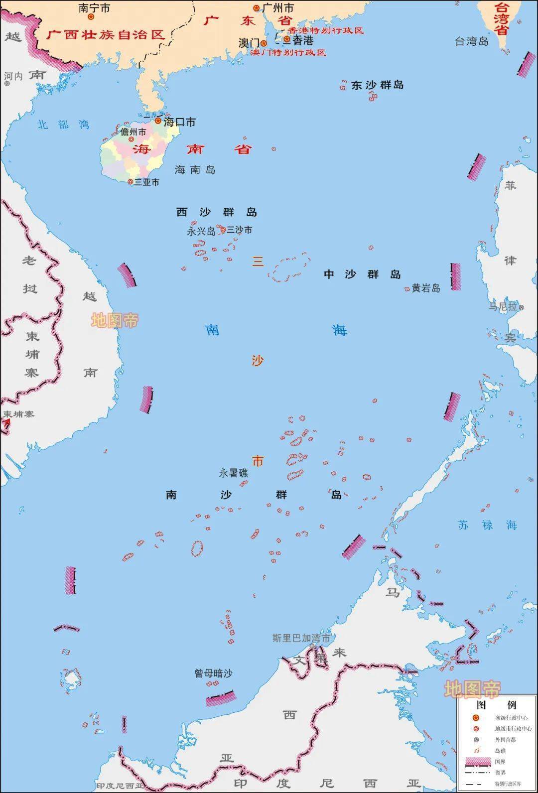 南海岛礁分布高清地图图片