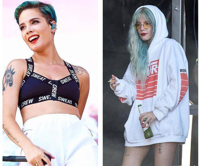 国外歌手halsey这么时尚,居然还这样穿搭,不勒得慌吗?_皮衣_身材_黑色