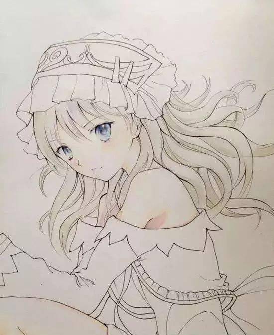 动漫美少女彩色铅笔画绘画图文步骤04,05,06,07:人体肌肤不难处理谈一