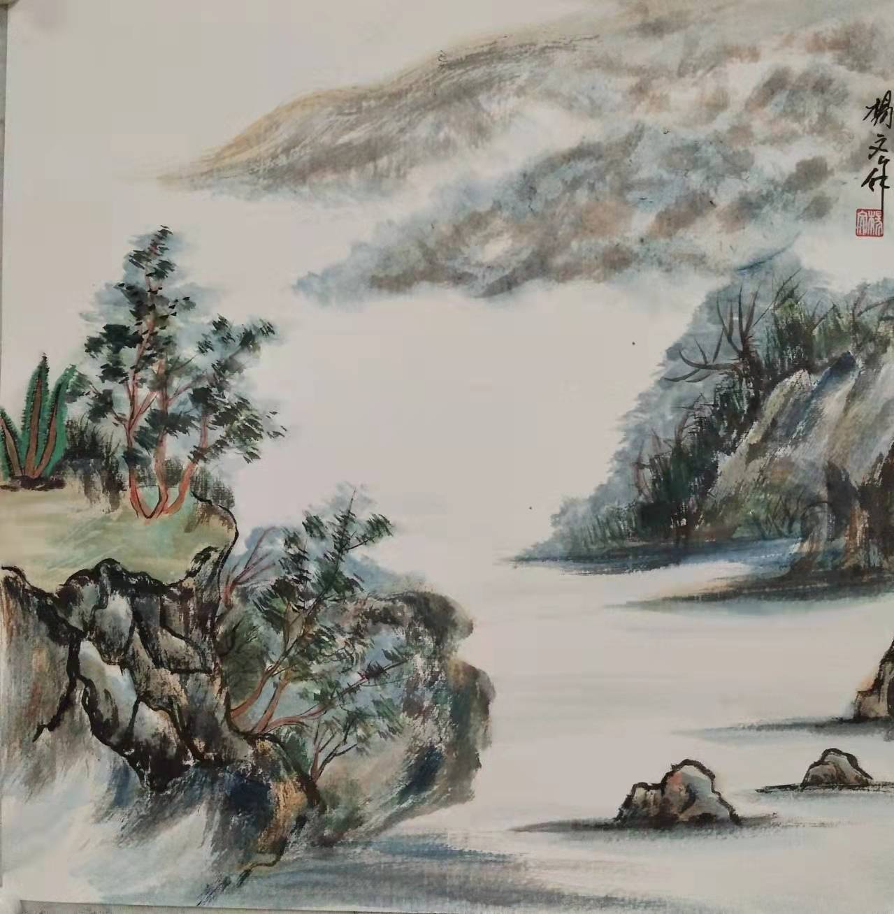 潍坊画家杨文作品赏析_山东_山水画_诗书画