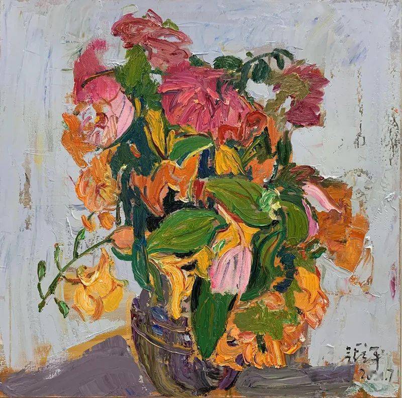 静物写生 张立平 80cm×80cm2021秋色赋之三 詹保国 100cm×100cm2015