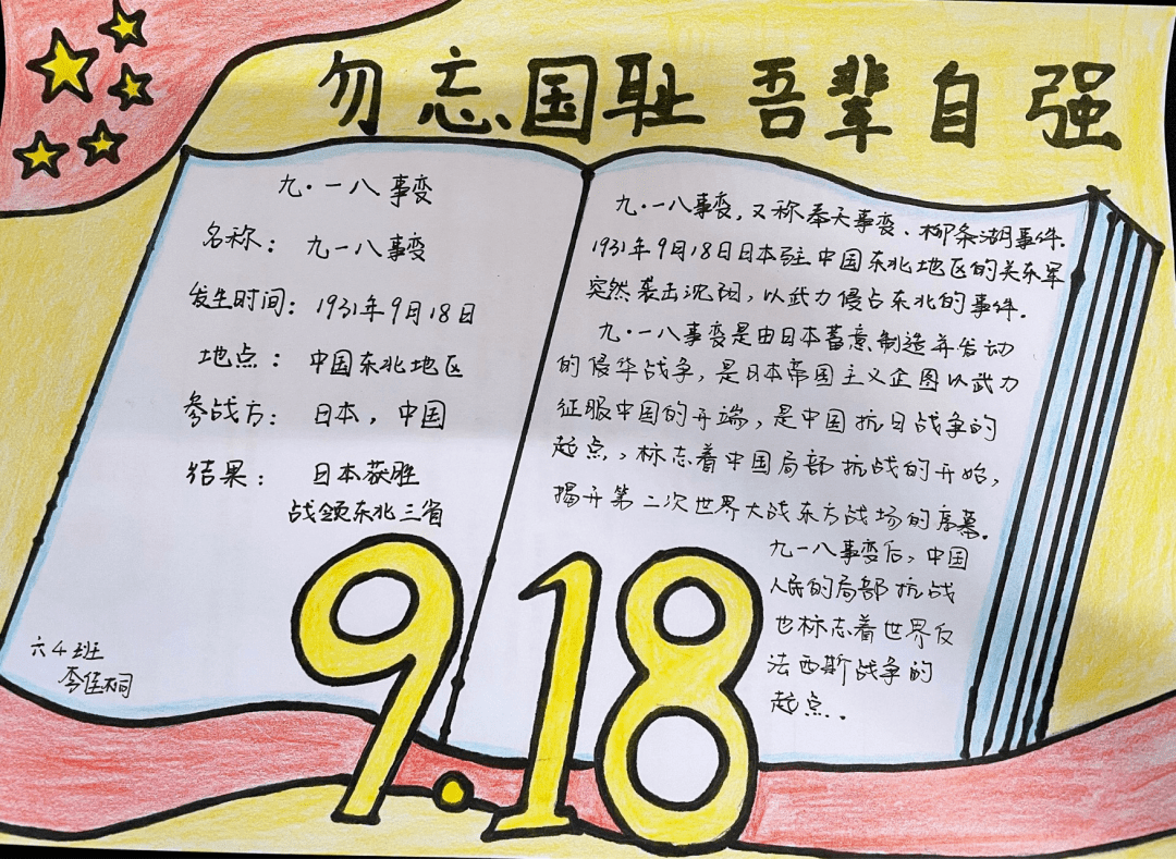 9月18日勿忘国耻感悟图片