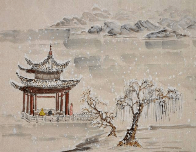 梁衡秋月冬雪两轴画图片