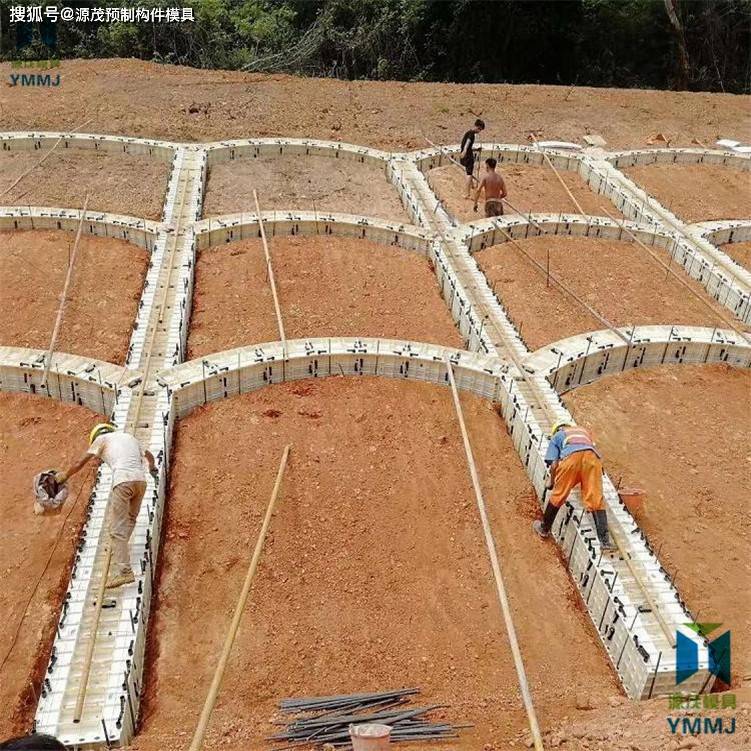 预制式拱形骨架模具 窗孔式护面墙模板的性能特点介绍_护坡_尺寸