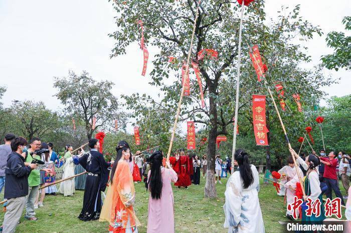 杭州西溪火柿节启幕 汉服爱好者共绘百米画卷