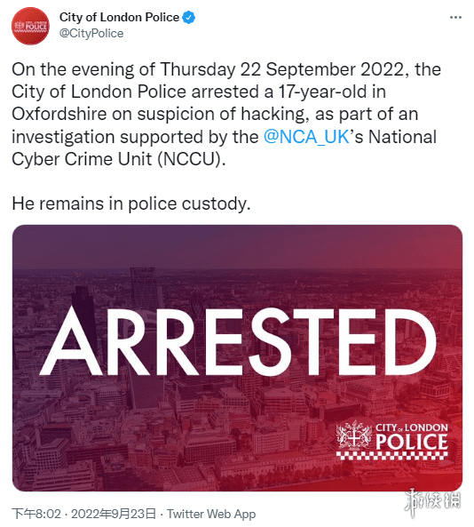 传闻：泄露《GTA6》黑客已被伦敦市警方逮捕 正在拘留