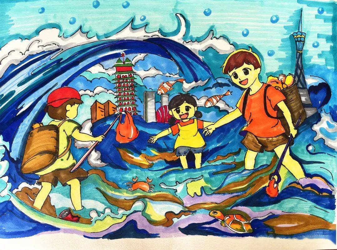 "喜迎二十大 童心绘环保" 全市中小学生环保绘画大赛作品赏析(2)