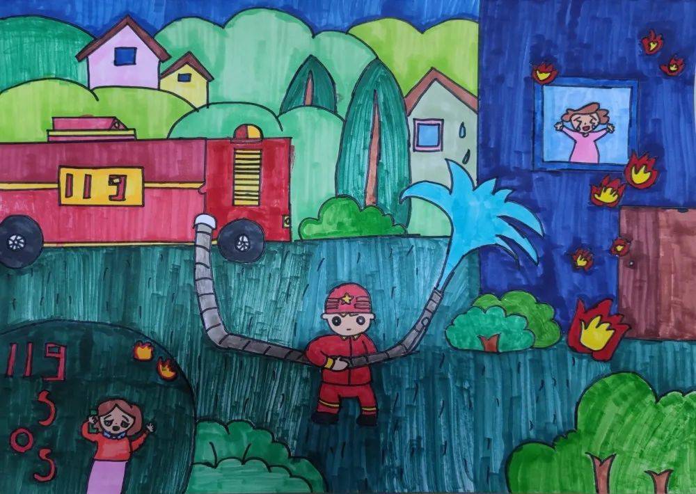 百色市"漫画火焰蓝"消防主题绘画大赛|投票通道_指导老师_幼儿园_那坡