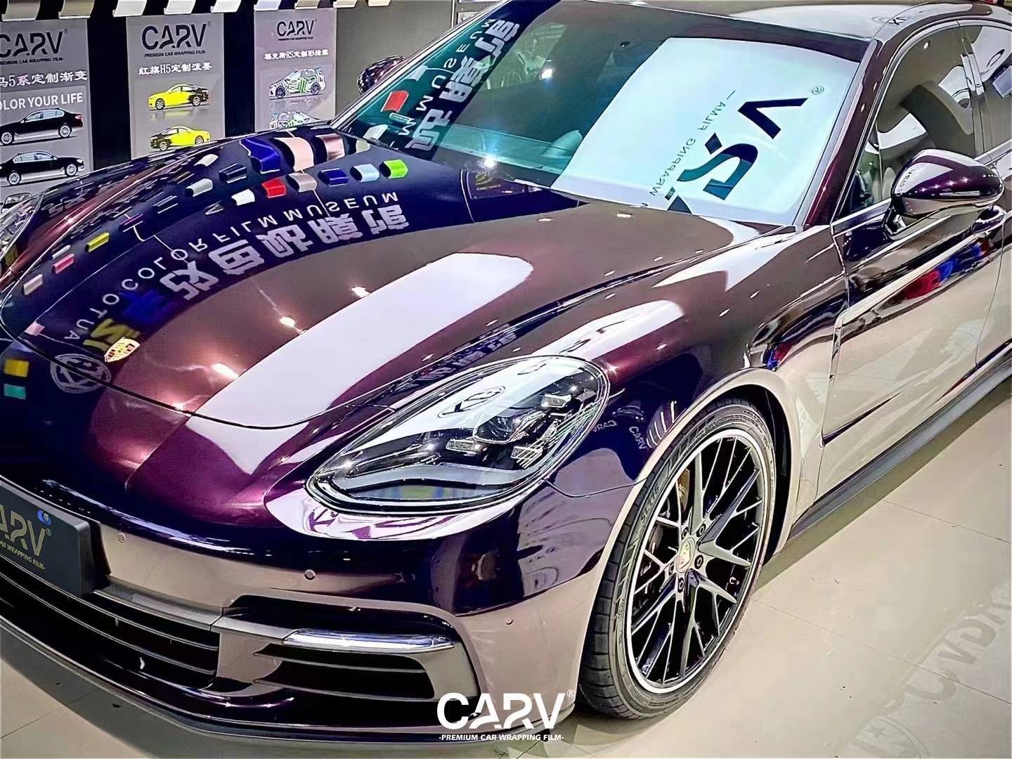 保时捷帕拉梅拉卡孚白金紫水晶改色膜,贵族代表色_搜狐汽车_搜狐网