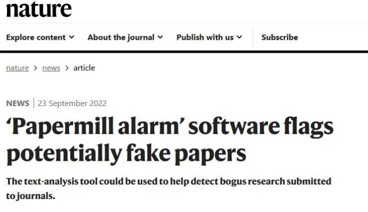 Papermill alarm' software flags potentially fake papers