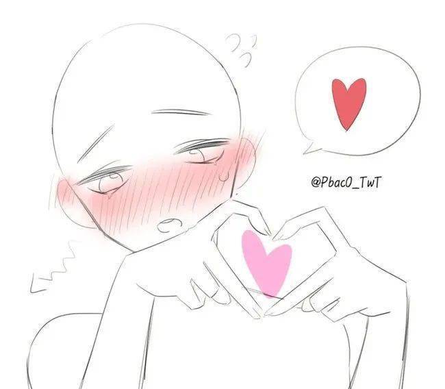【绘画参考】不同表情的比心模板~_课程_插画_风格