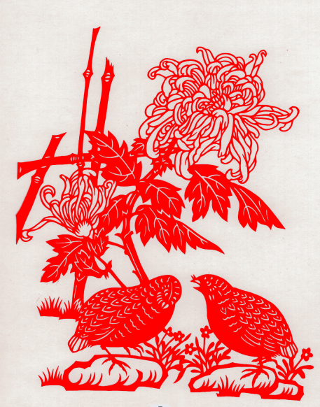 重阳说|巧手剪纸暖重阳_鹌鹑_菊花_谐音