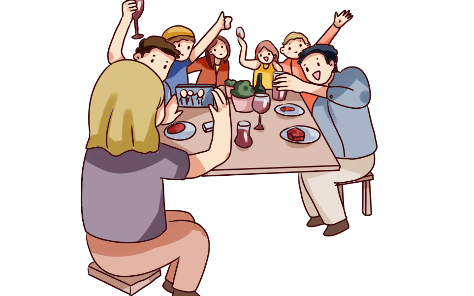 朋友聚餐漫画图片