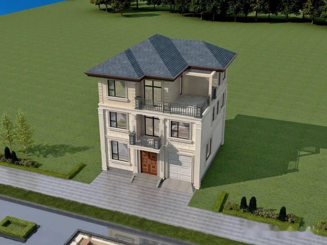 10x10米占地100平三层别墅,有车库有套房,真心实用_设计_施工_图纸