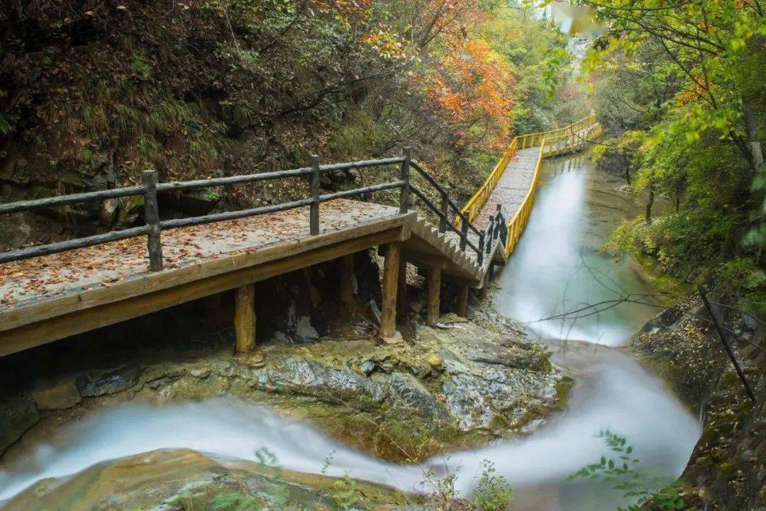 溪水潺潺 恍如仙境整個山谷楓葉飄飄秋景更為別緻一路空山萬木齊紅葉