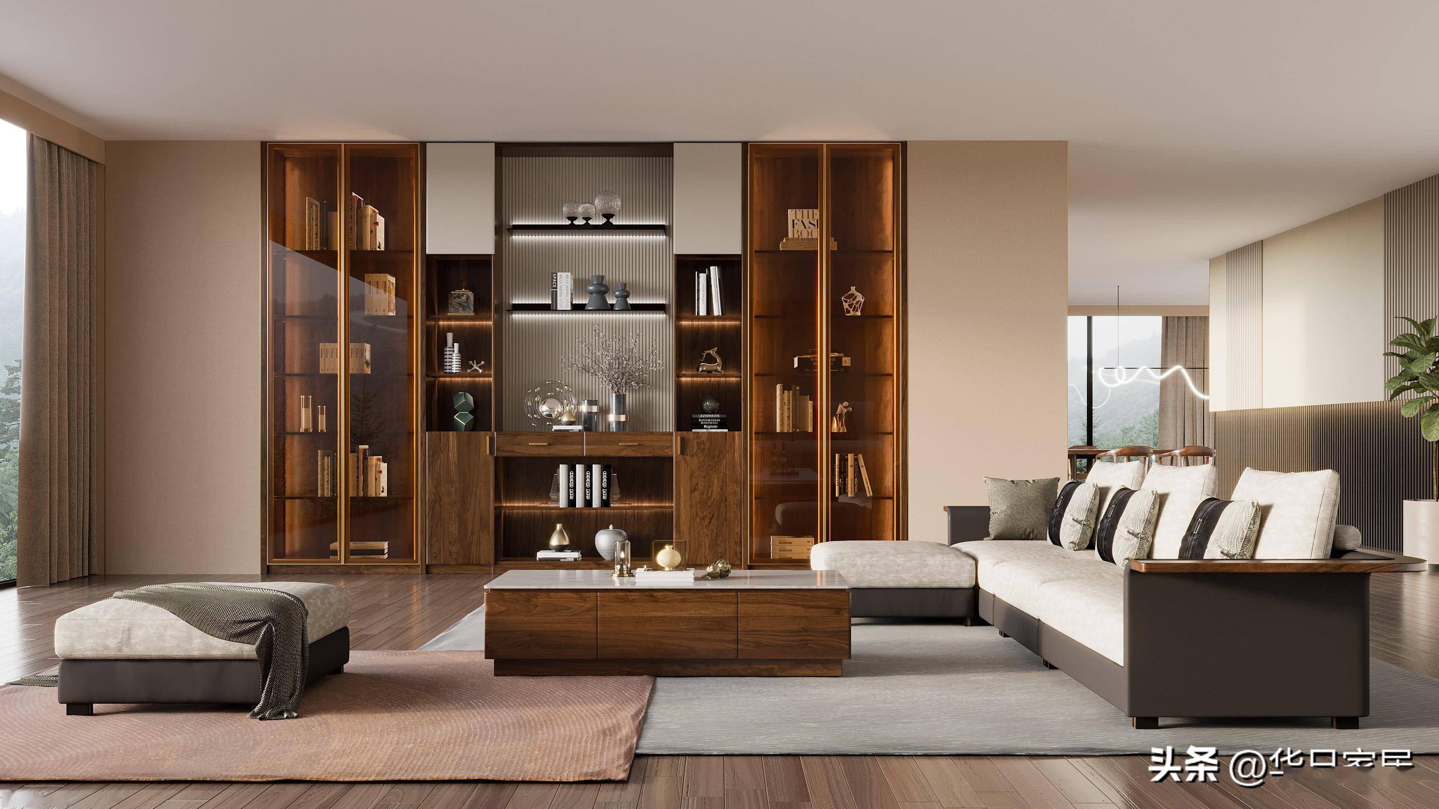 一生一套胡桃木,此生不负己,现代简约被胡桃木体现的淋漓尽致_空间