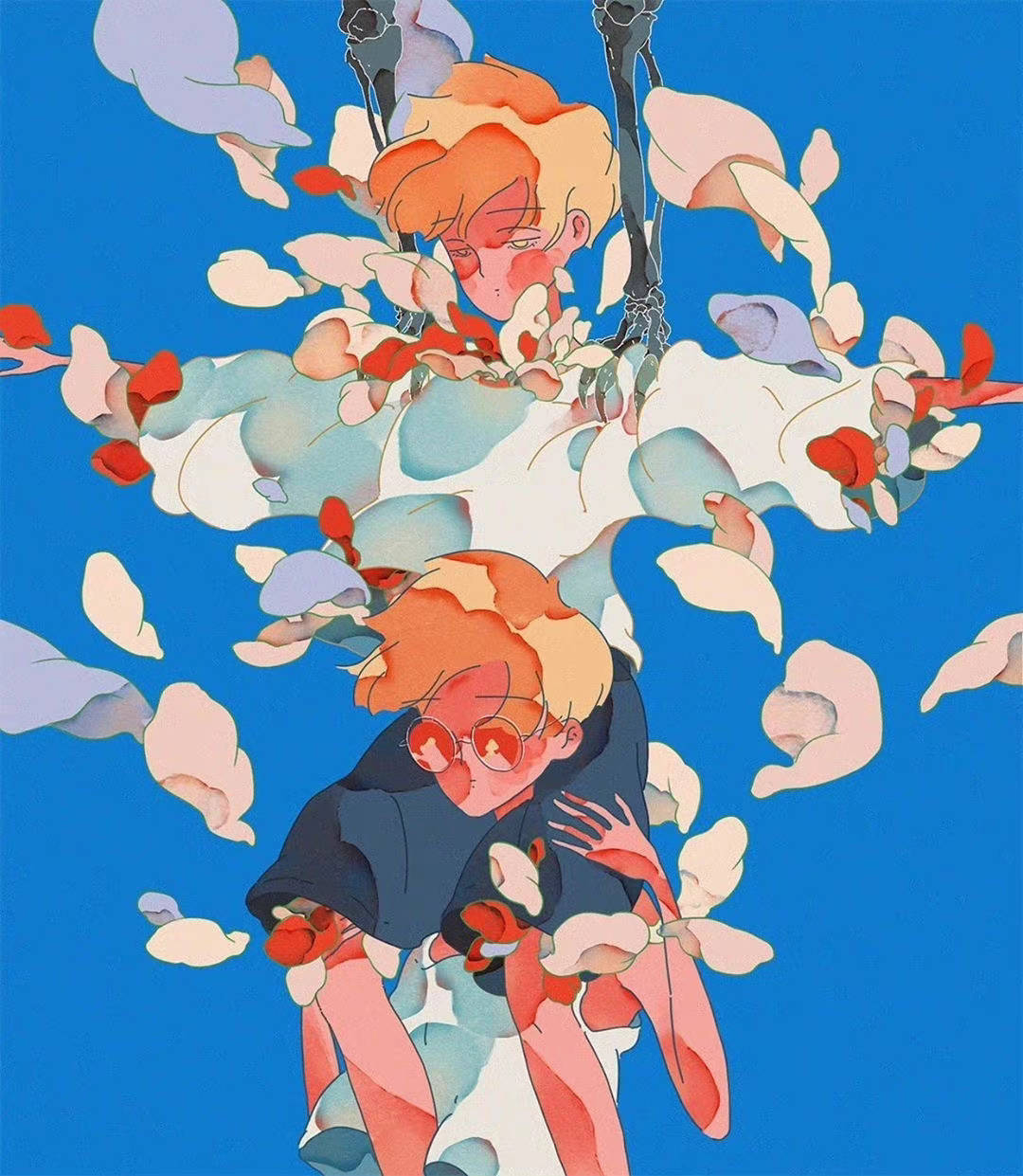 色彩对比强烈的人物插画,个人风格浓烈,印象深刻更具辨识度了_作品