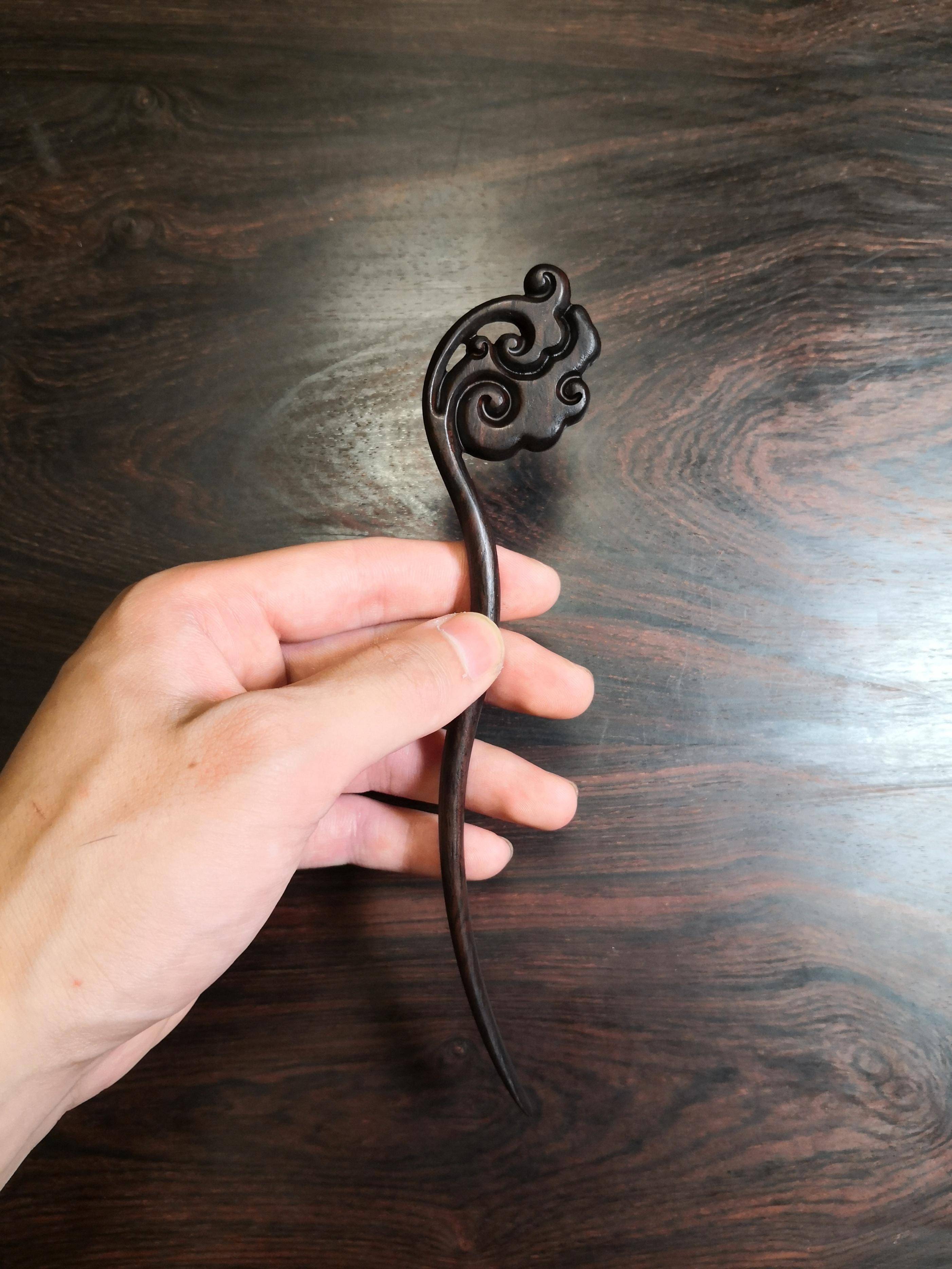 红木手工发簪原创|拙政园景_处理_进行_颜色