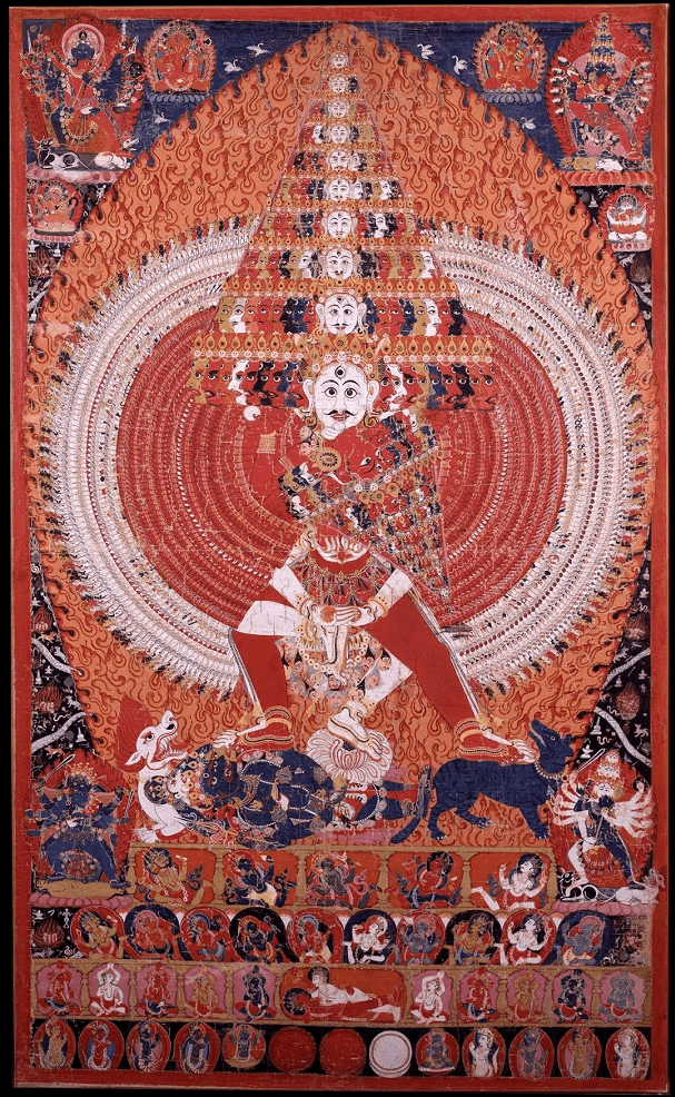 19世纪6969高:157cm不空羂索观音尼泊尔1400年左右大轮金刚手