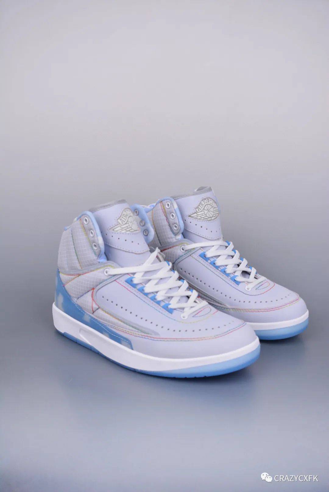 乔丹联名 j balvin x air jordan 2 retro aj2 灰蓝高帮篮球鞋_图案