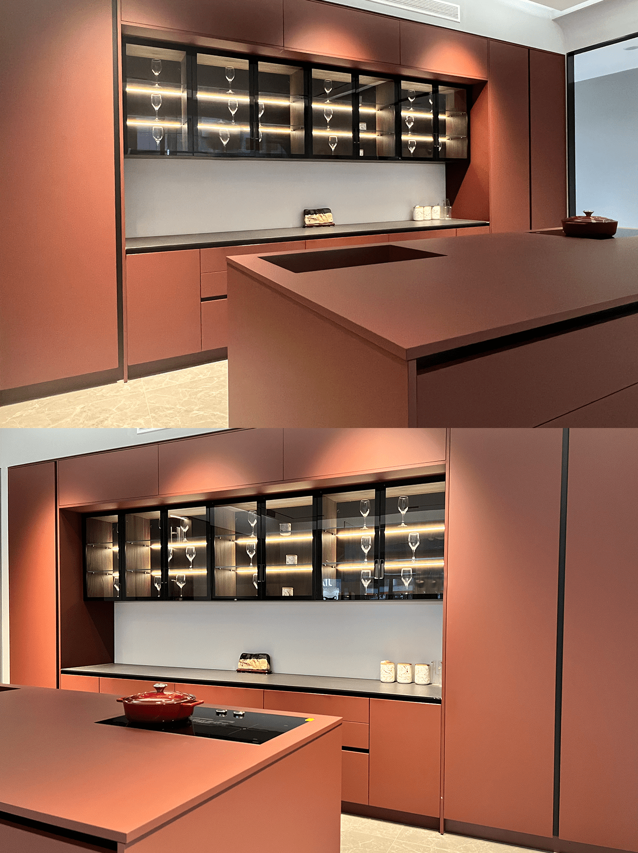 西厨定制丨当意式极简碰上菲尼克斯红,太可了_全屋_案例_板材