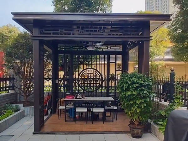 庭院装修,一个现代时尚的新中式铝合金凉亭,是我的不二之选_生活_风格