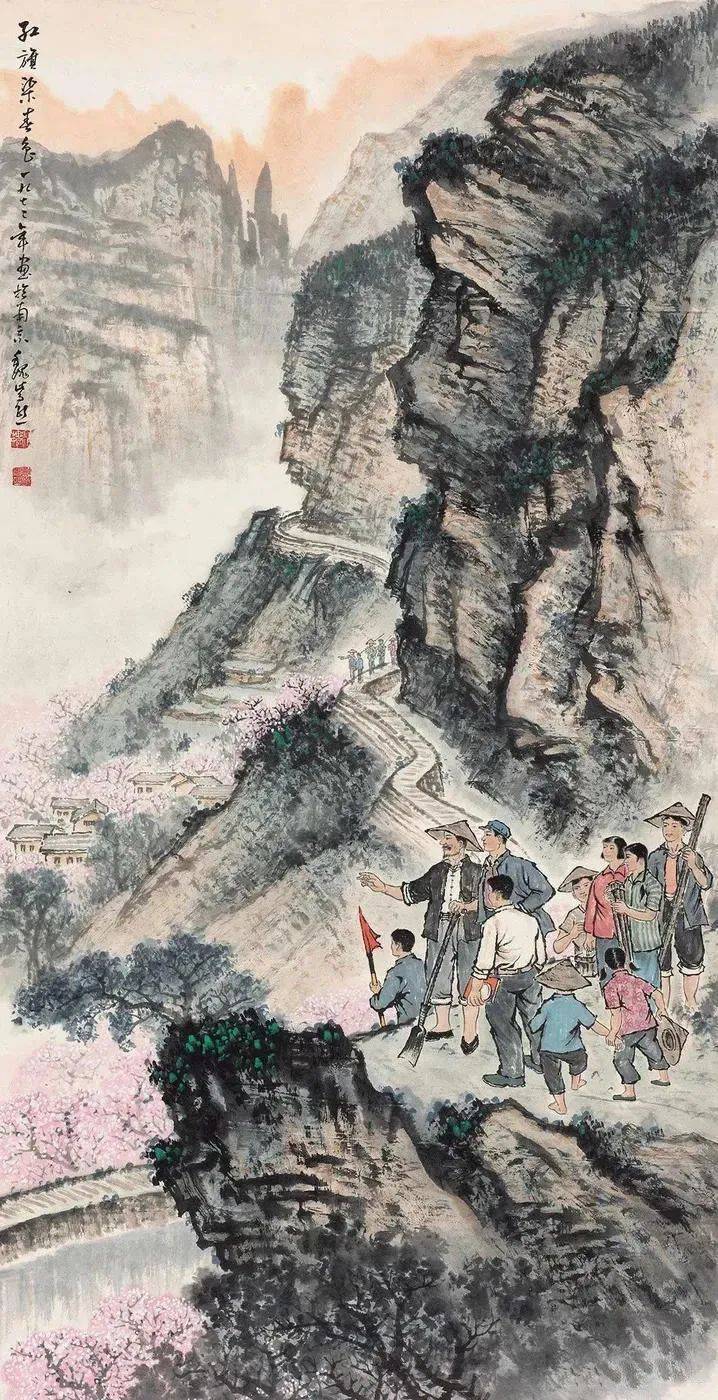 红旗渠内容绘画图片