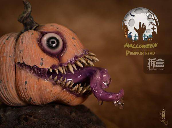 沧溟工作室 南瓜头 万圣节南瓜骷髅恐怖q版雕像手办摆件_官方_cm_售价