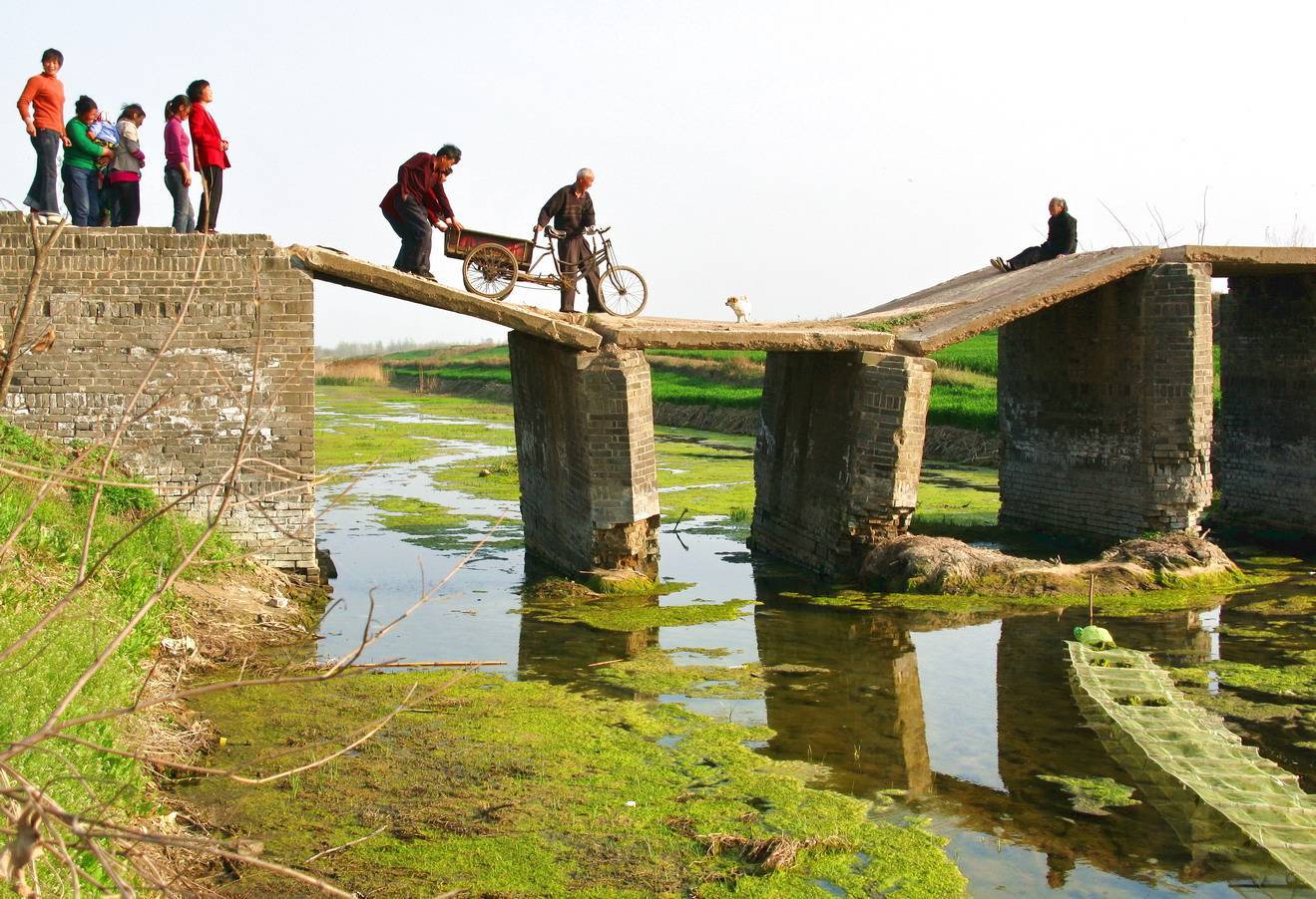 老照片记录时代变迁_村民_过桥_图片