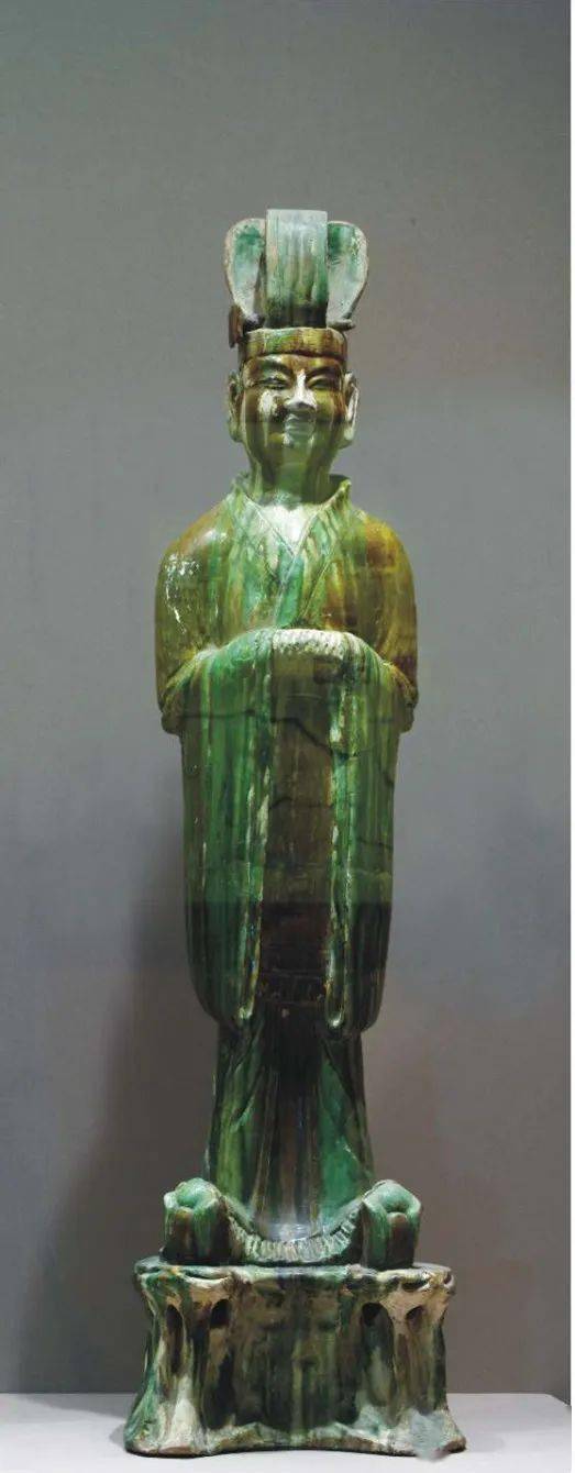 明朝三彩加彩文人俑 出土副葬品 高44cm O0205G（唐三彩胡人俑