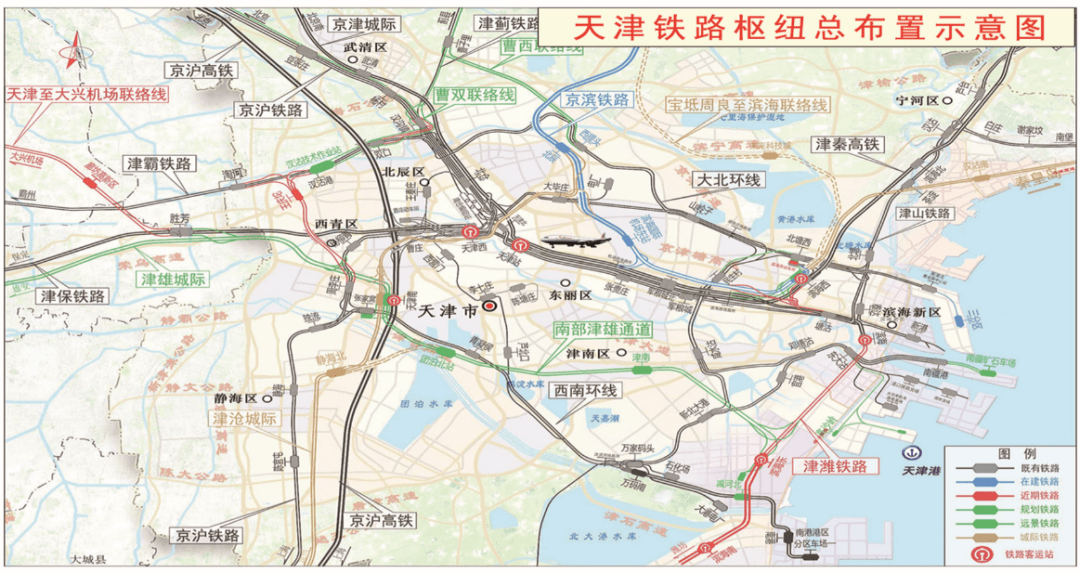 滨海西站共2座车站,其中滨海西站为京滨与津潍高铁共用车站,天津机场