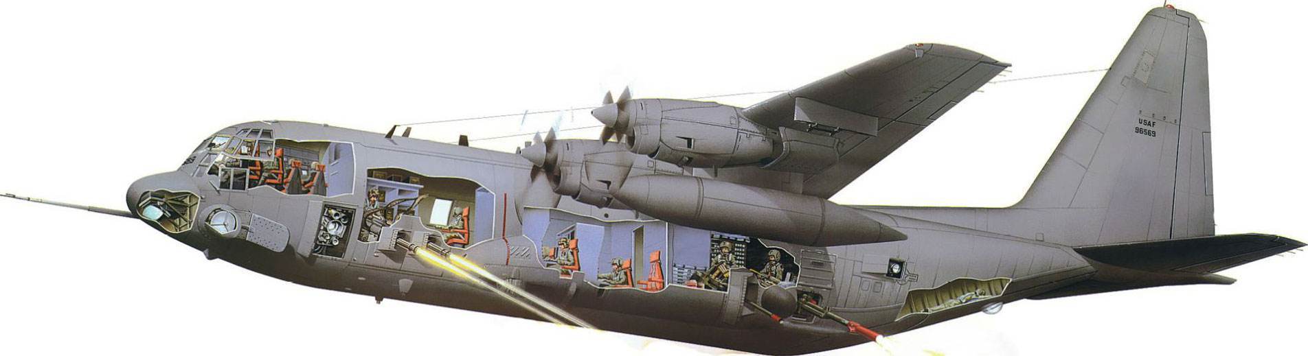 "空中幽灵"ac-130攻击机,全身长枪短炮,"臃肿"外表的暴力美学_进行